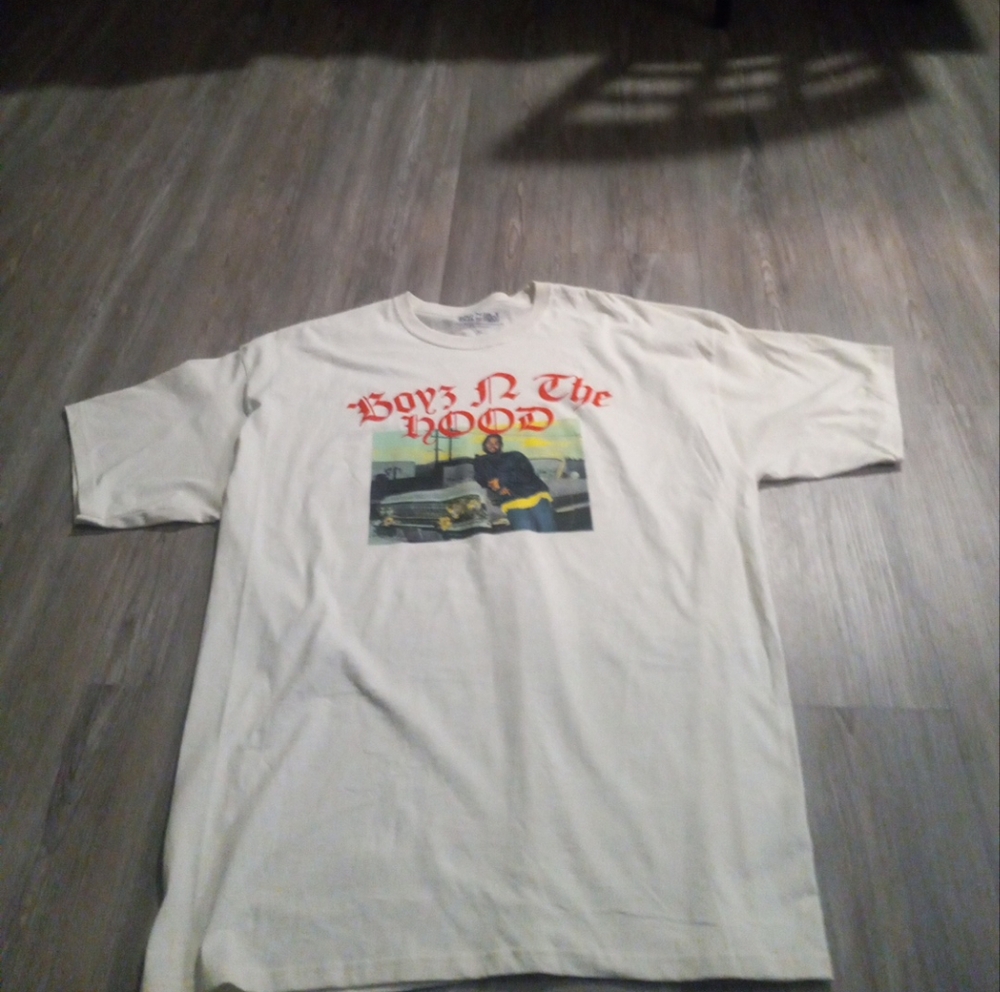 Boys N The Hood Mens Shirt Size XL Color Off White Casual Comfort Red Letters